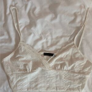 SHEIN White Lace Crop Top